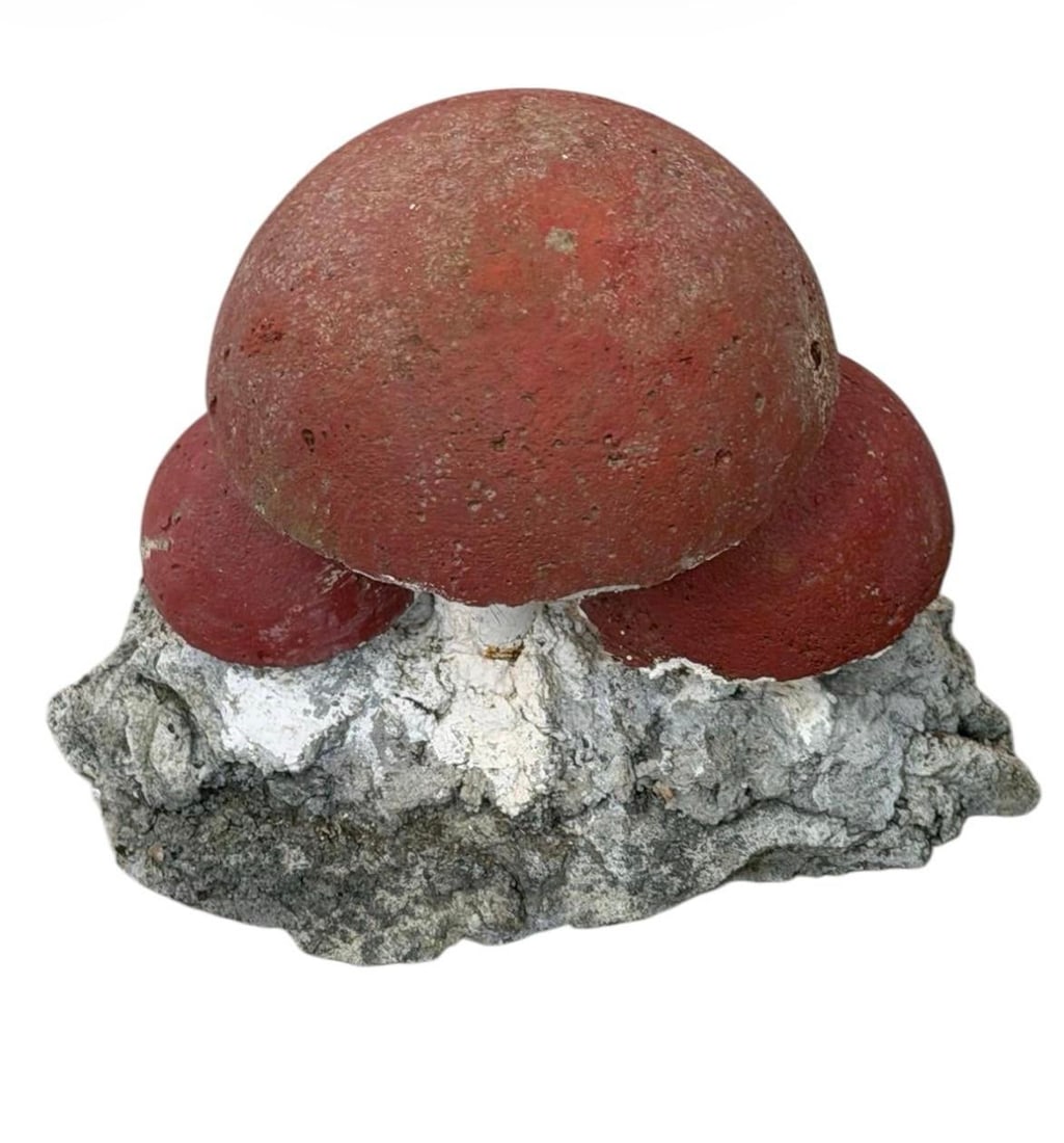 Vintage Brutalist Style Cast Stone Mushroom Garden Sculpture - 3