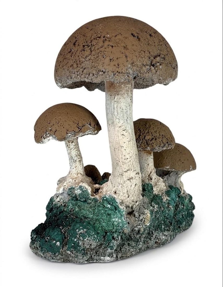Vintage Brutalist Style Cast Stone Mushroom Garden Sculpture - 2