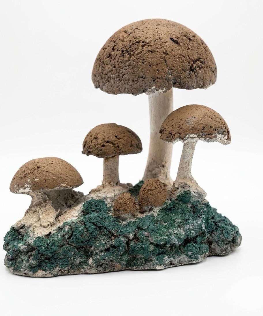 Vintage Brutalist Style Cast Stone Mushroom Garden Sculpture - 4