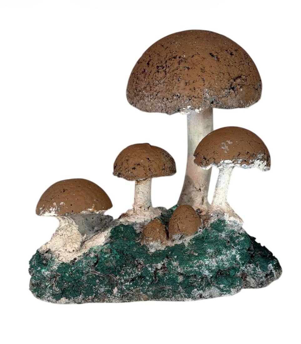 Vintage Brutalist Style Cast Stone Mushroom Garden Sculpture - 6