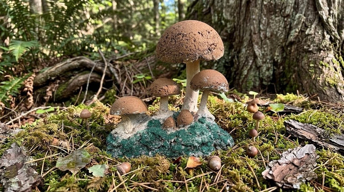 Vintage Brutalist Style Cast Stone Mushroom Garden Sculpture - 7