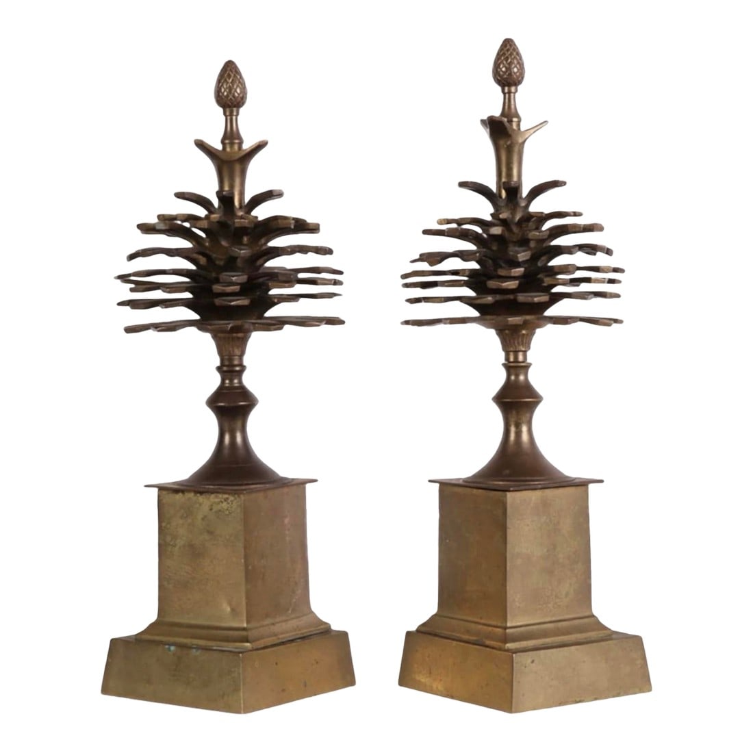 A Pair of Maison Charles Style Vintage Brass Pinecone Garnitures (1 of 12)