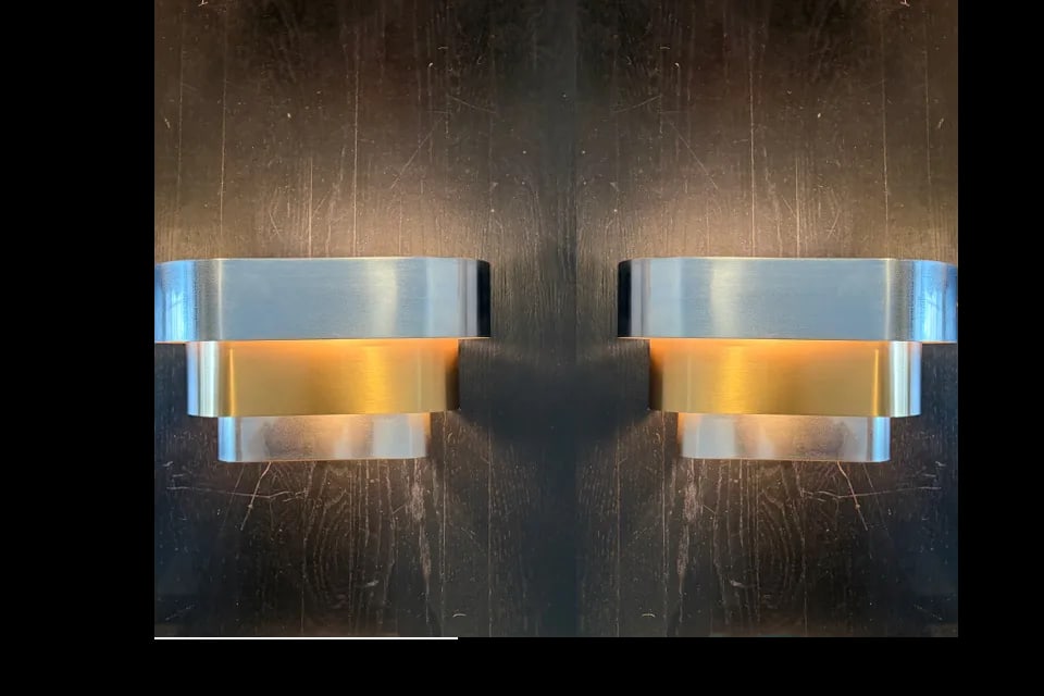 Vintage 1970s Italian Space Age Tiered Stilnovo Style Wall Sconce – a Pair - 2