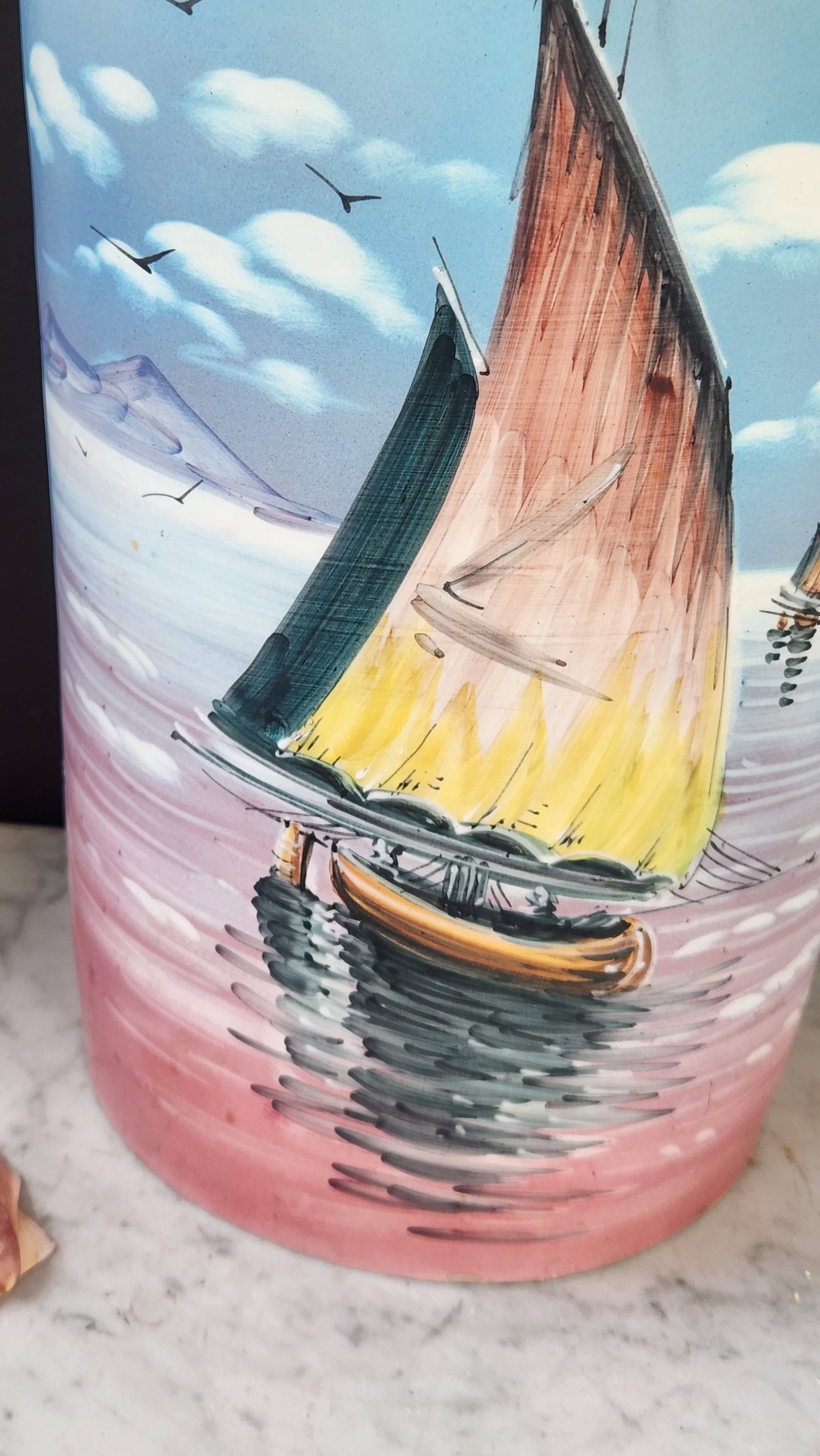 Vintage Hand-Painted Ceramic Umbrella Stand / Floor Vase - 10