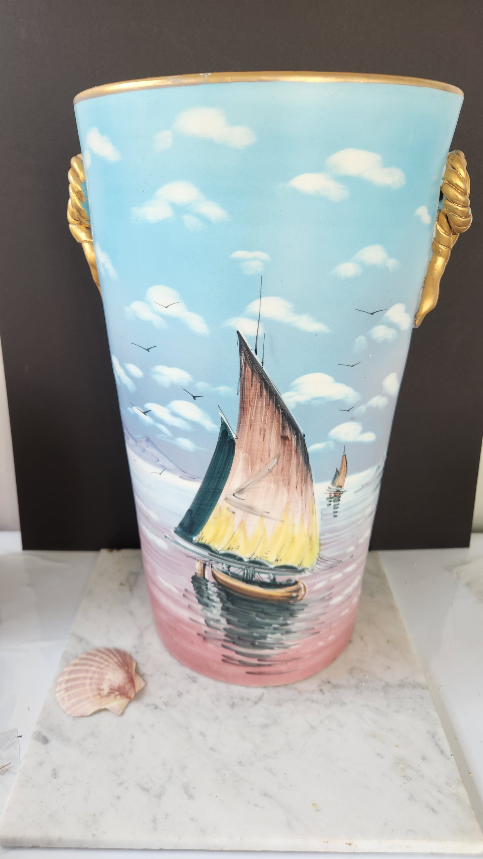 Vintage Hand-Painted Ceramic Umbrella Stand / Floor Vase - 11