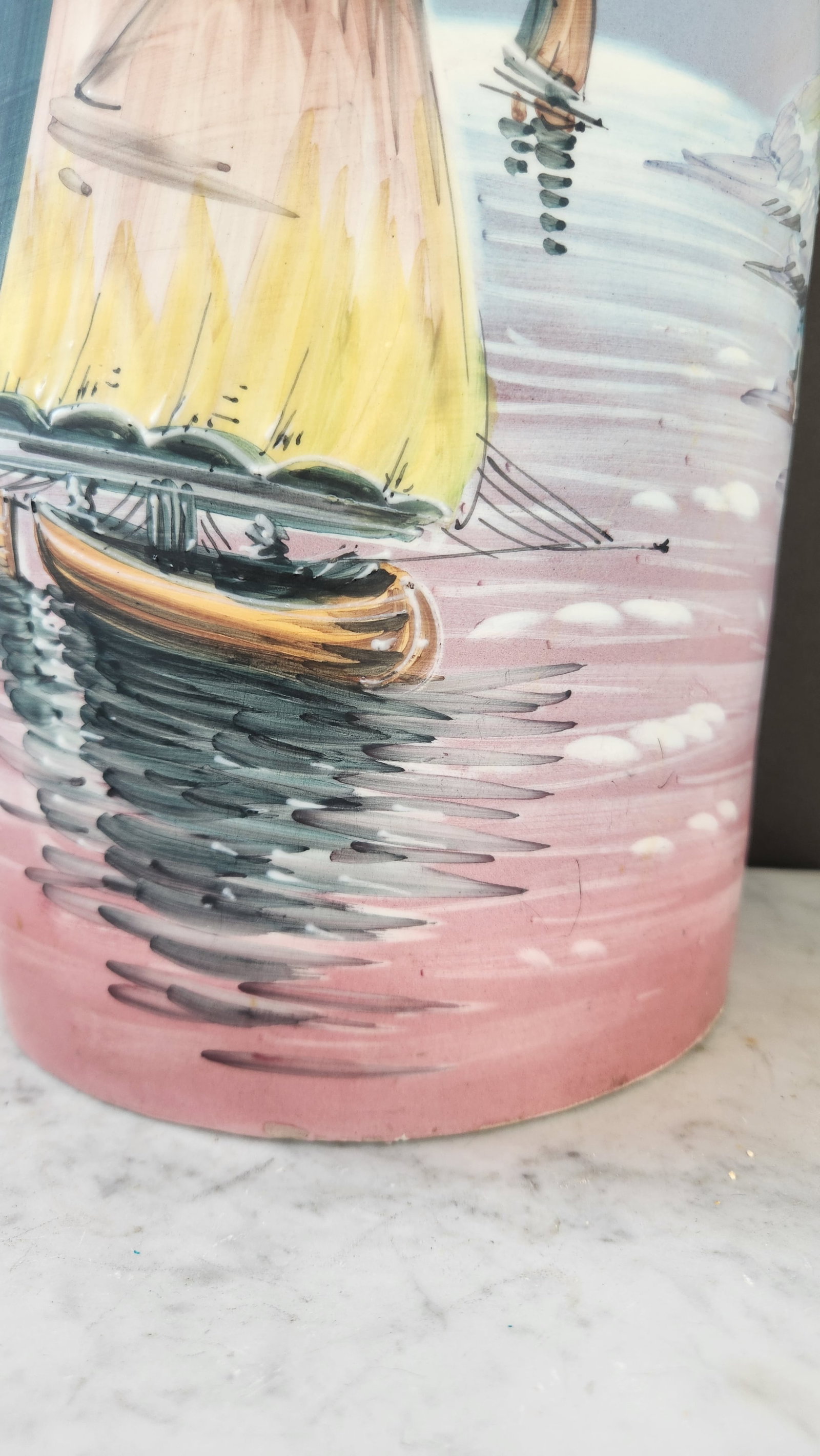 Vintage Hand-Painted Ceramic Umbrella Stand / Floor Vase - 12
