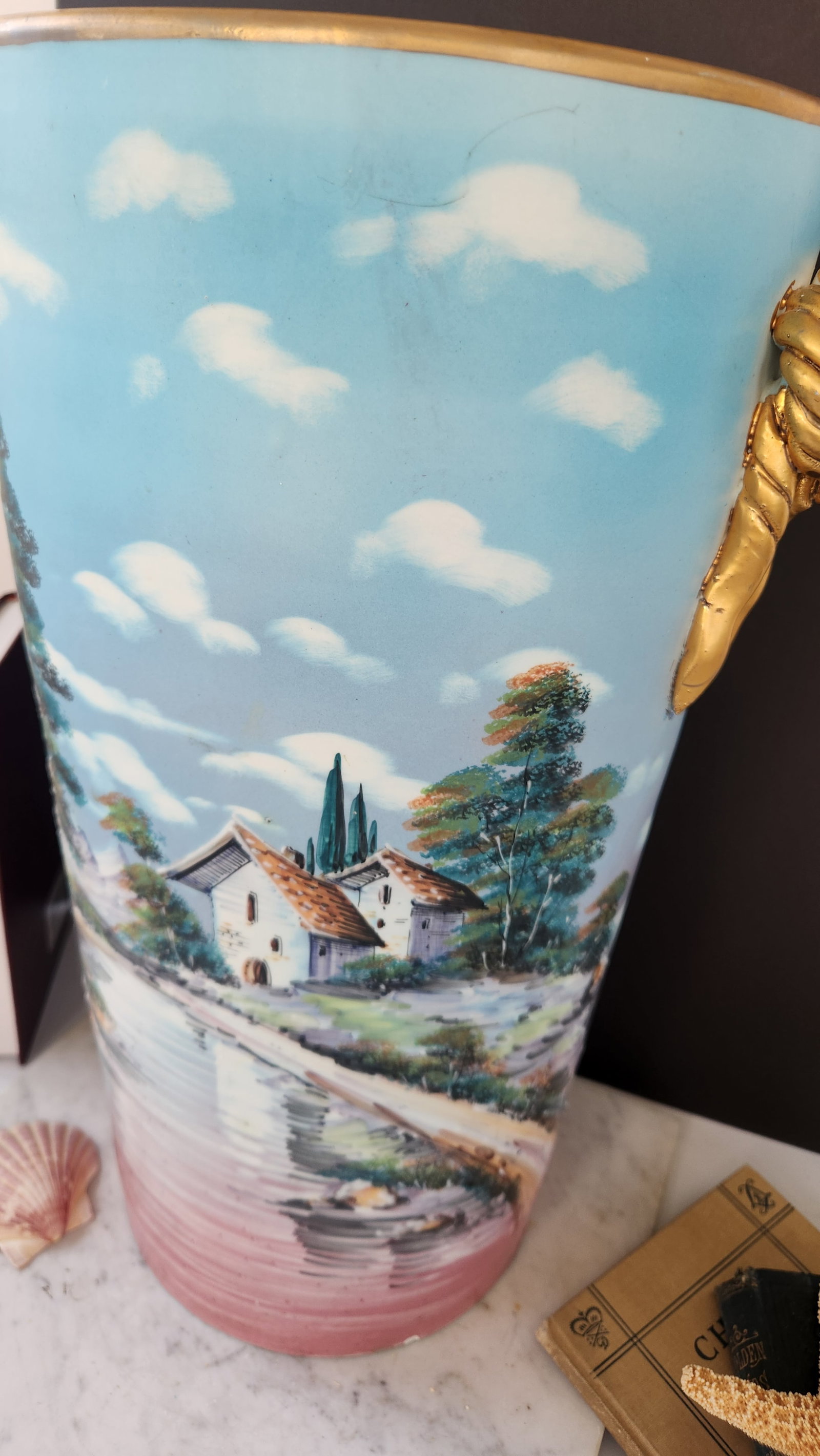 Vintage Hand-Painted Ceramic Umbrella Stand / Floor Vase - 3