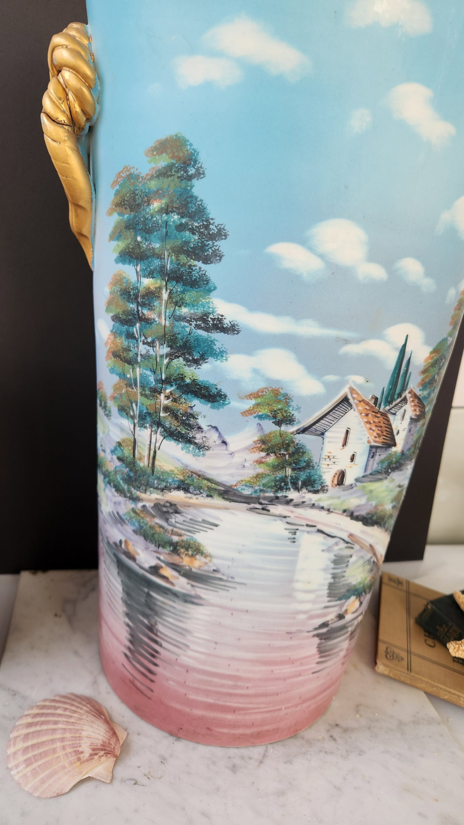Vintage Hand-Painted Ceramic Umbrella Stand / Floor Vase - 7