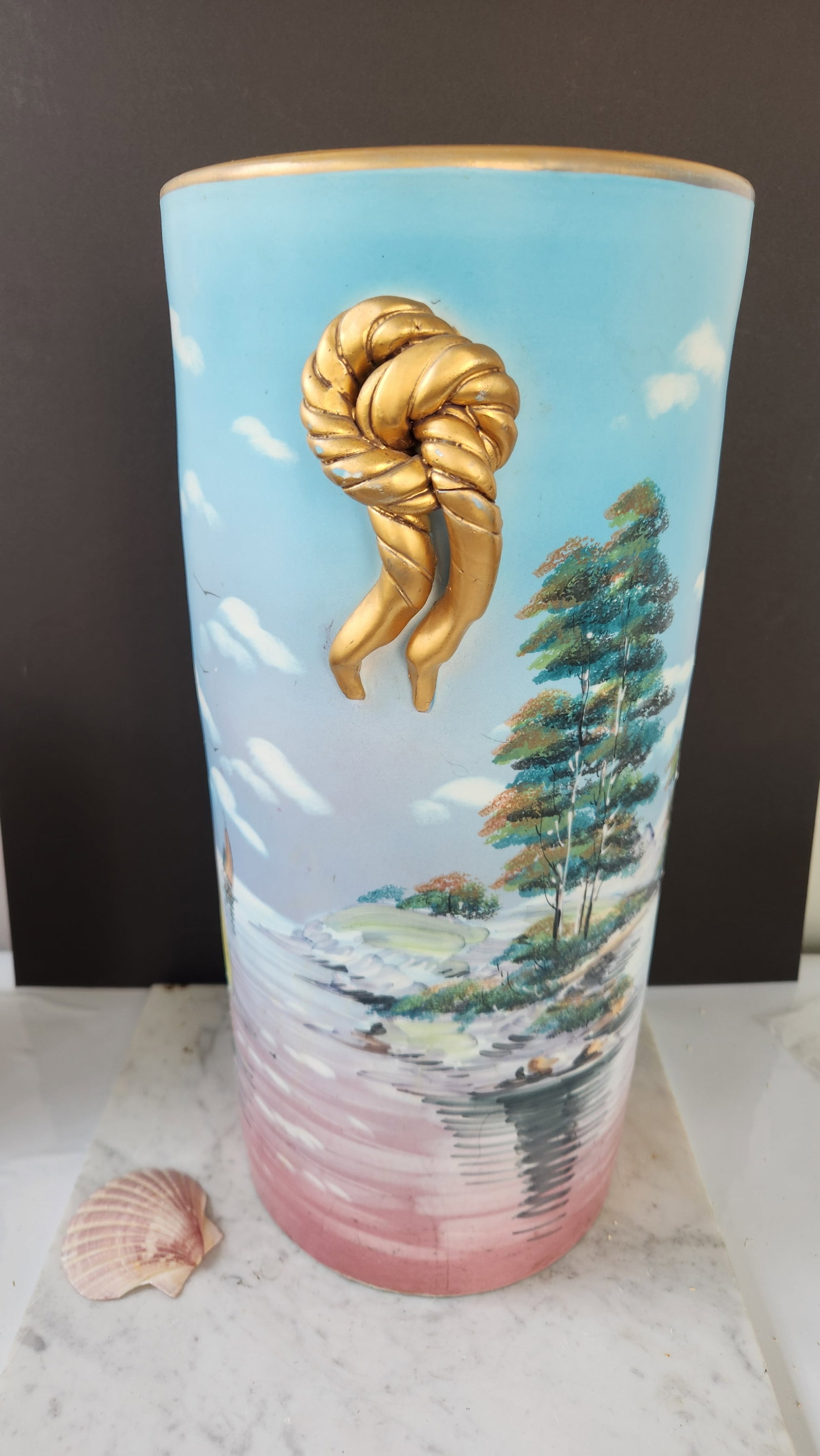 Vintage Hand-Painted Ceramic Umbrella Stand / Floor Vase - 9