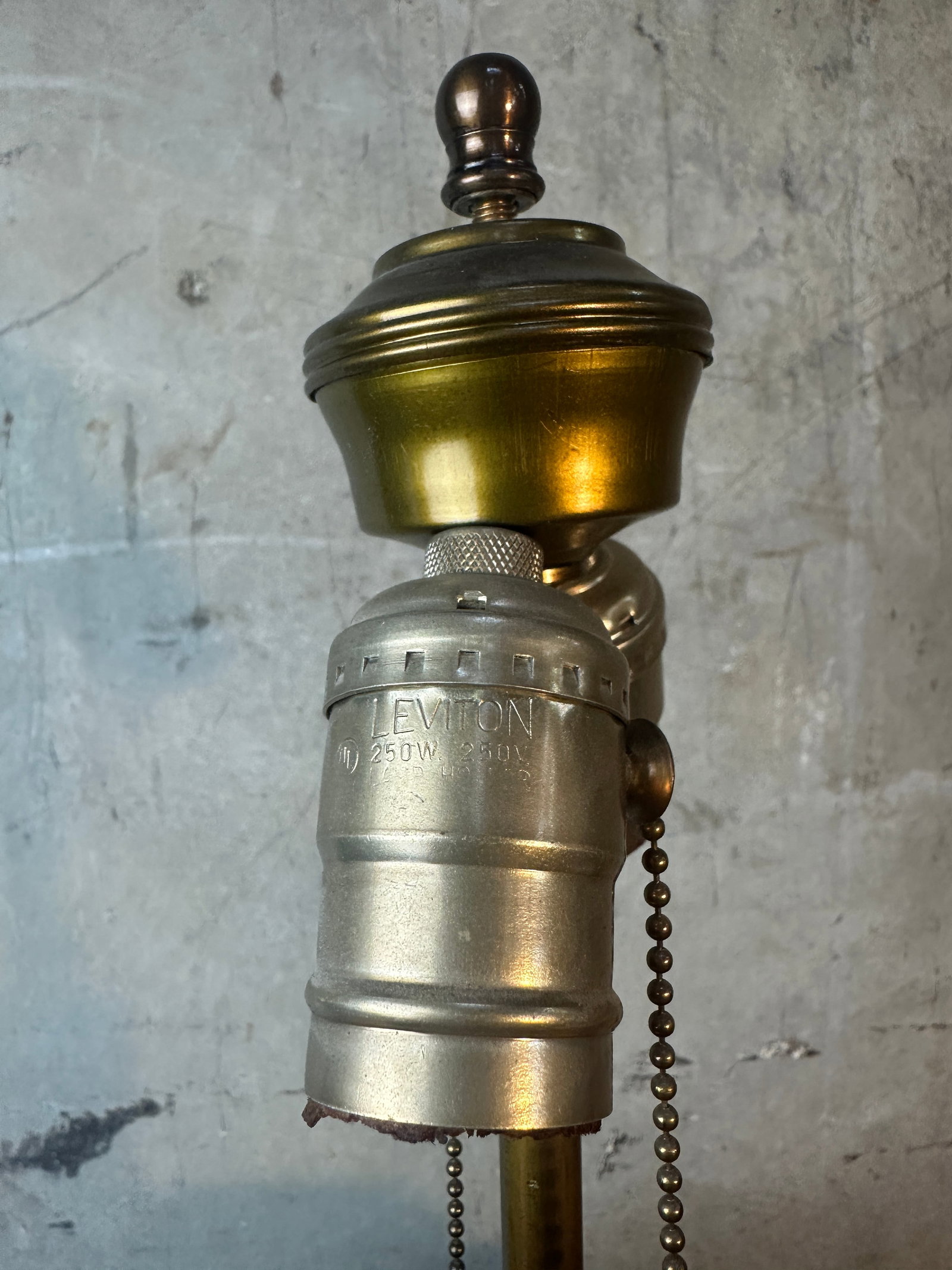 Vintage Rustic Terracotta Olive Jar Table Lamp Green Patina Wood Base - 7