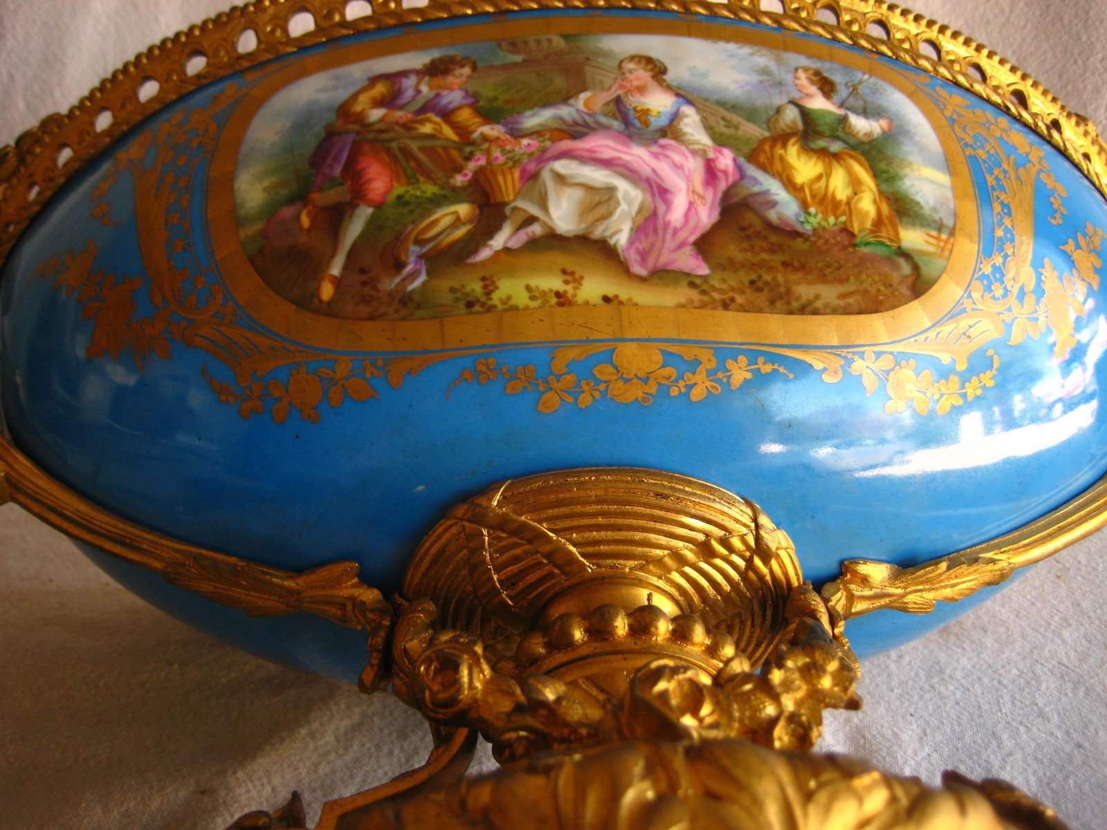 Mid 19th Century Sevres Style Napoleon III Bronze Mounted Center Piece - 12