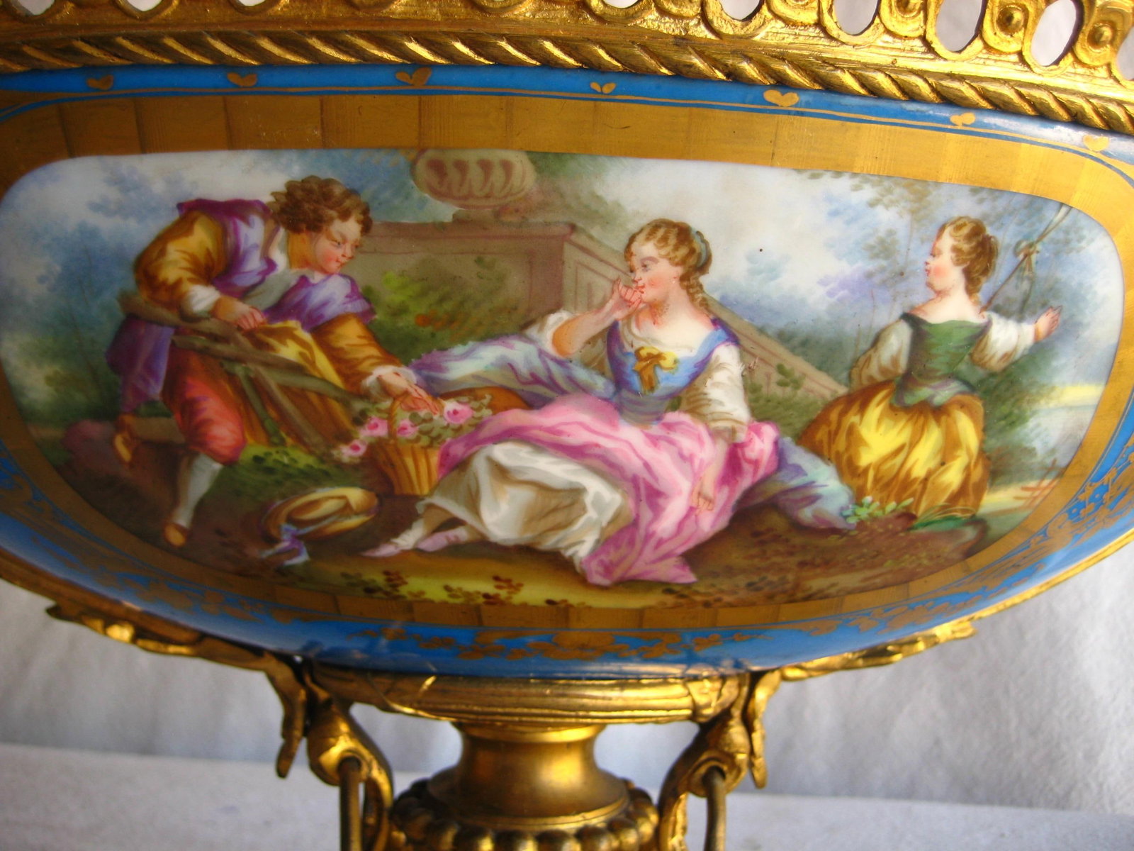 Mid 19th Century Sevres Style Napoleon III Bronze Mounted Center Piece - 3