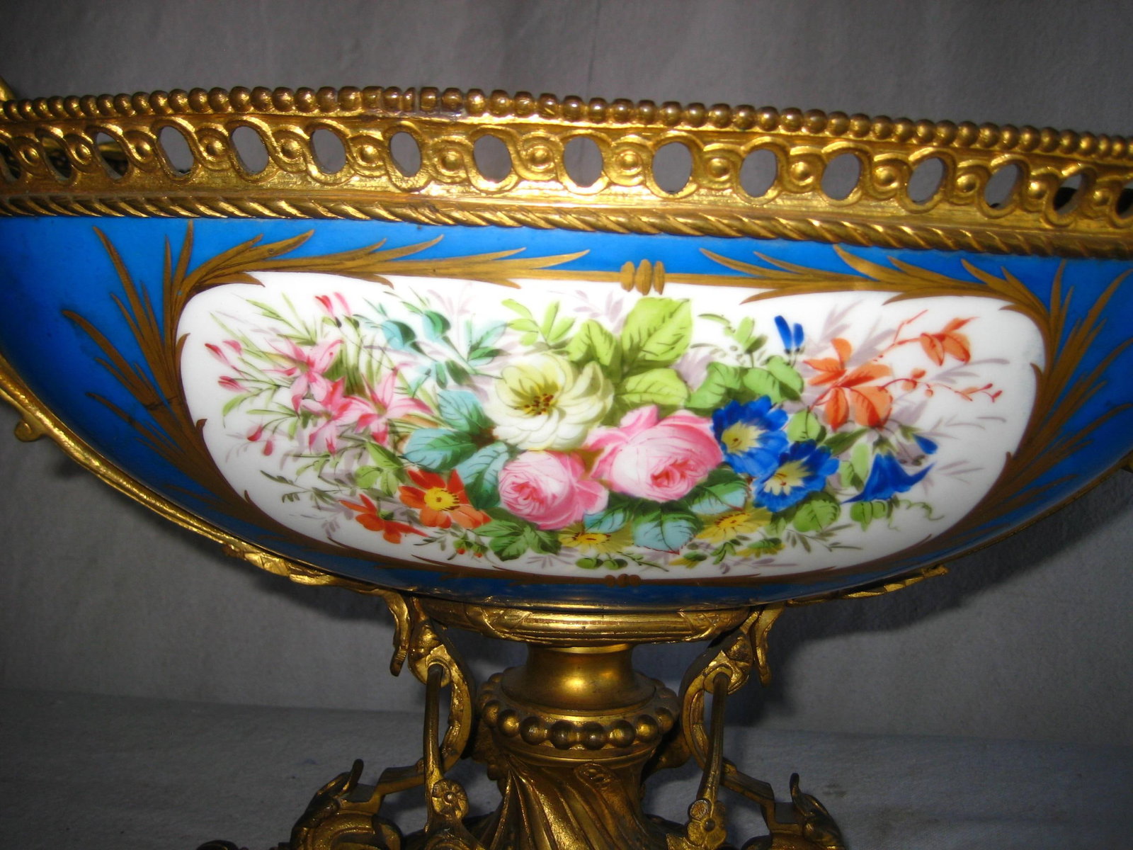 Mid 19th Century Sevres Style Napoleon III Bronze Mounted Center Piece - 7