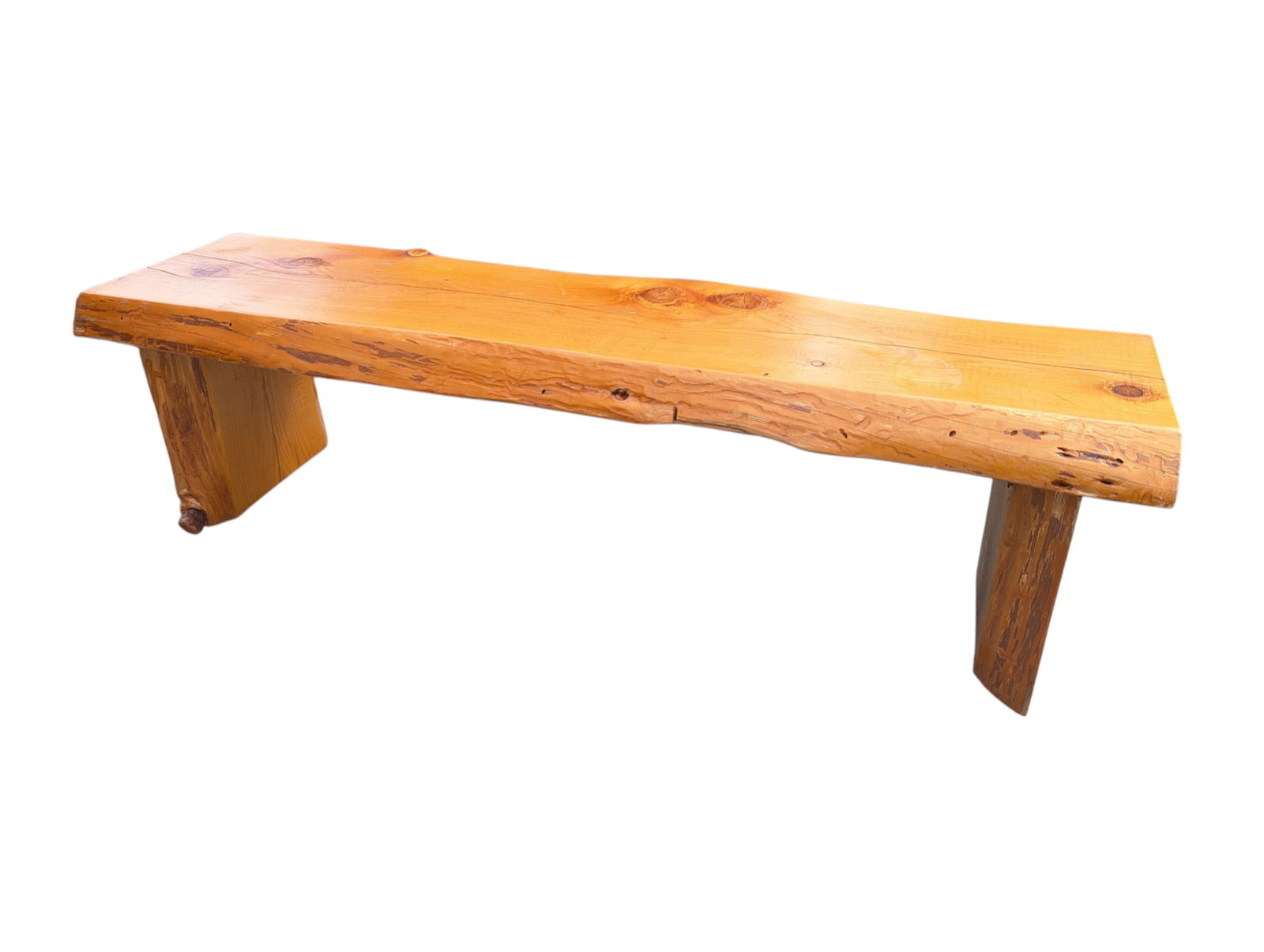 Rustic Live-Edge Knotty Pine Bench - 2