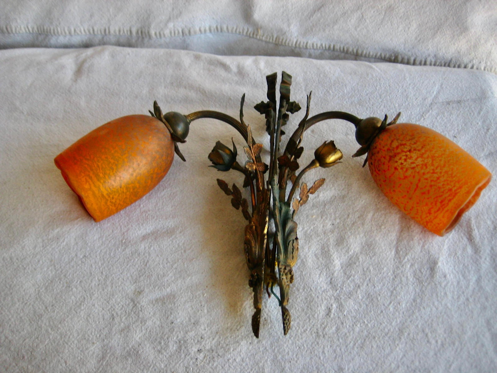 Early 20th Century French Art Nouveau Floral Pair Sconces - a Pair - 2