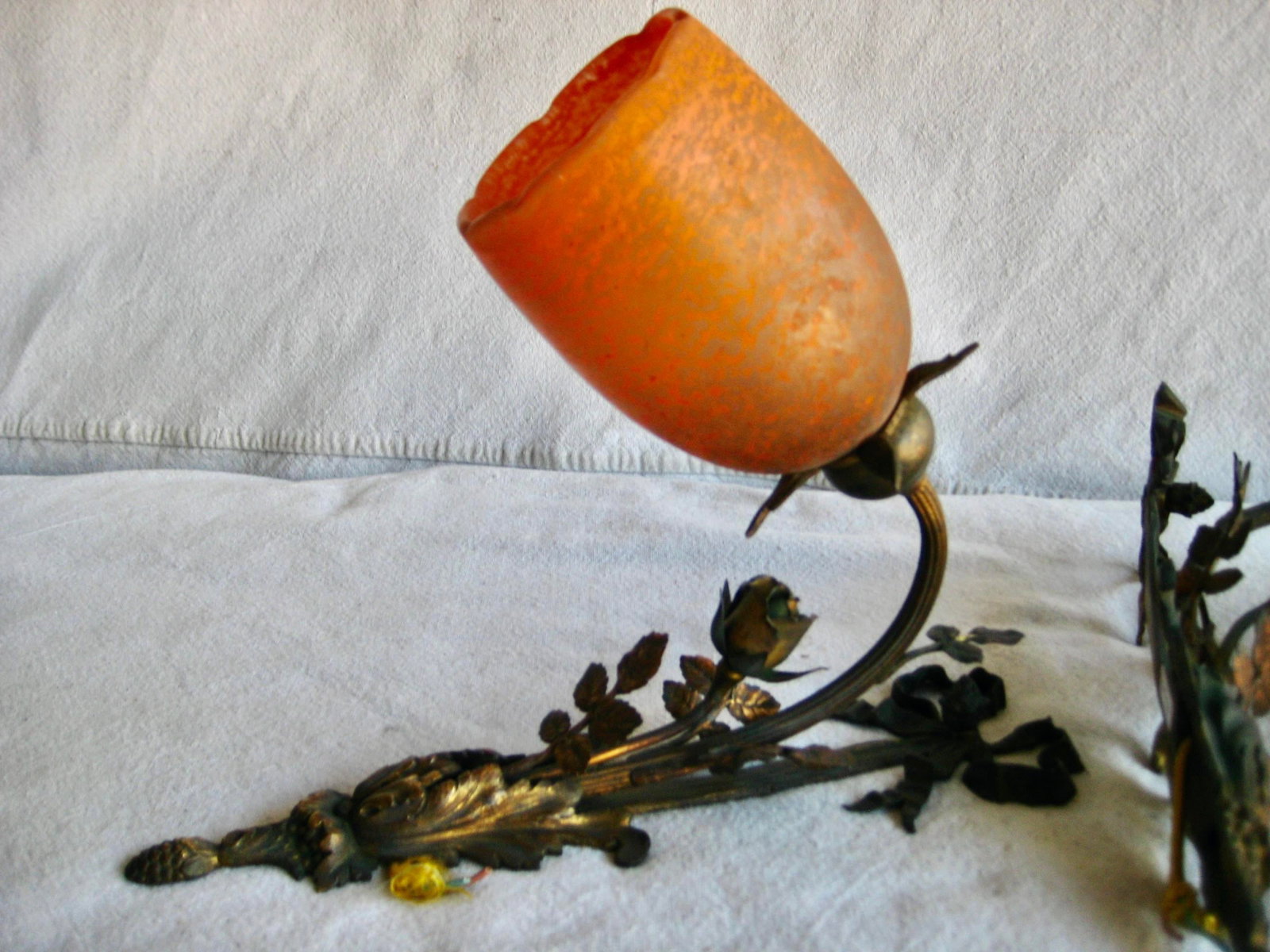 Early 20th Century French Art Nouveau Floral Pair Sconces - a Pair - 3