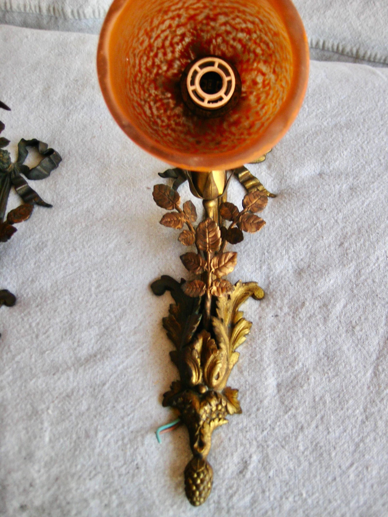 Early 20th Century French Art Nouveau Floral Pair Sconces - a Pair - 6