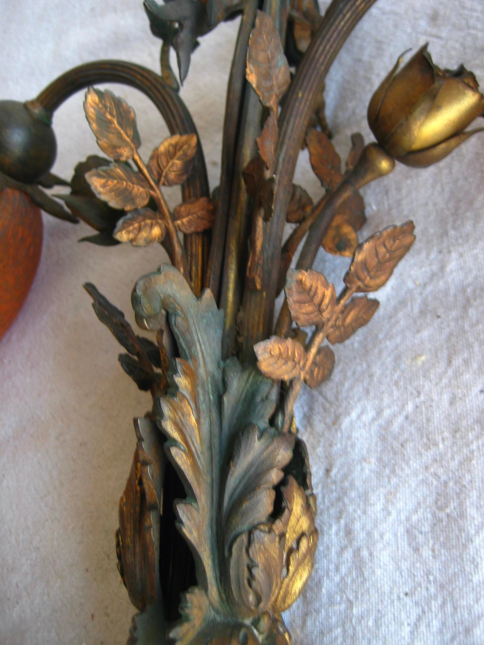 Early 20th Century French Art Nouveau Floral Pair Sconces - a Pair - 9