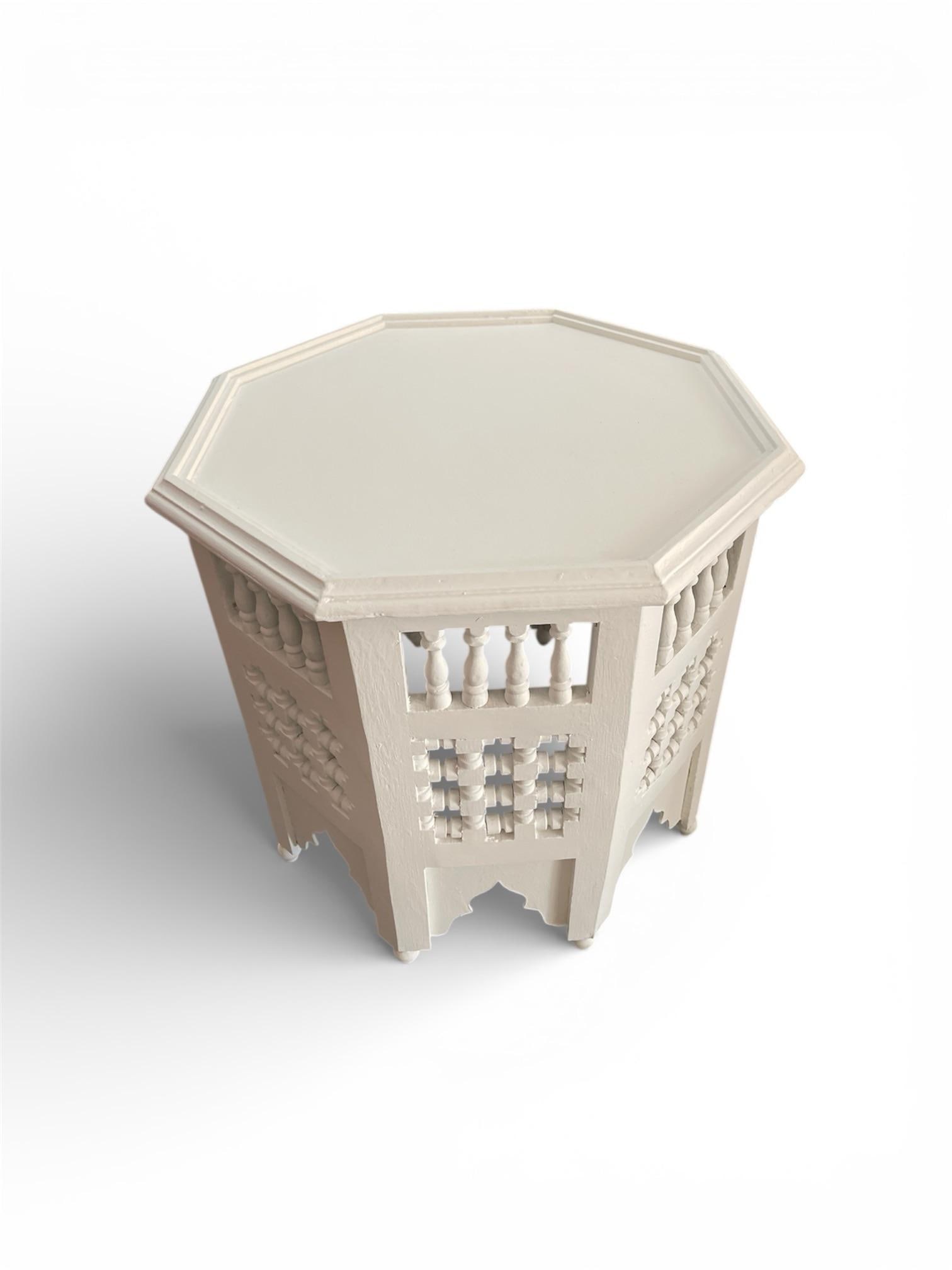 Hand-Carved Moroccan Octagonal Side Table - 2