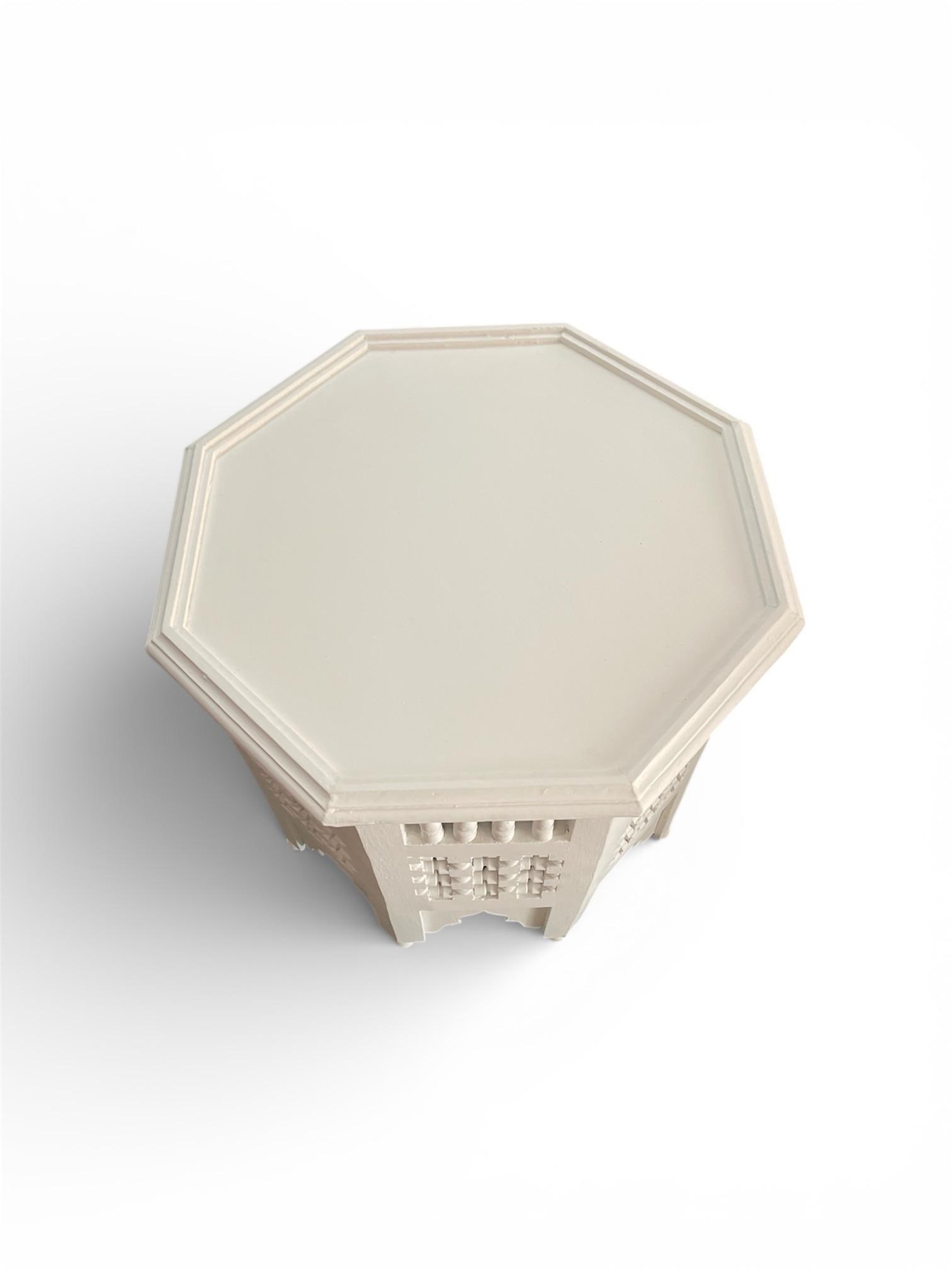 Hand-Carved Moroccan Octagonal Side Table - 5
