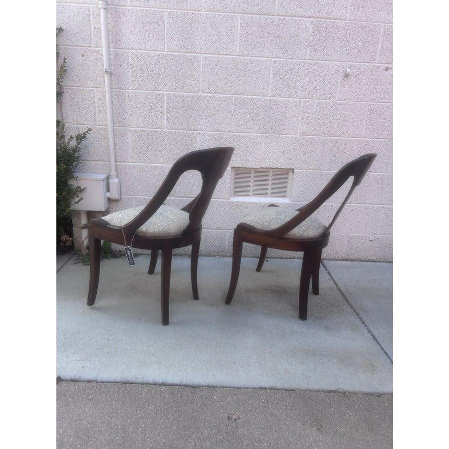 Late 19th Century French Empire Style Chairs With Gray and YellowFloral Block Print Linen Upholstere - 4