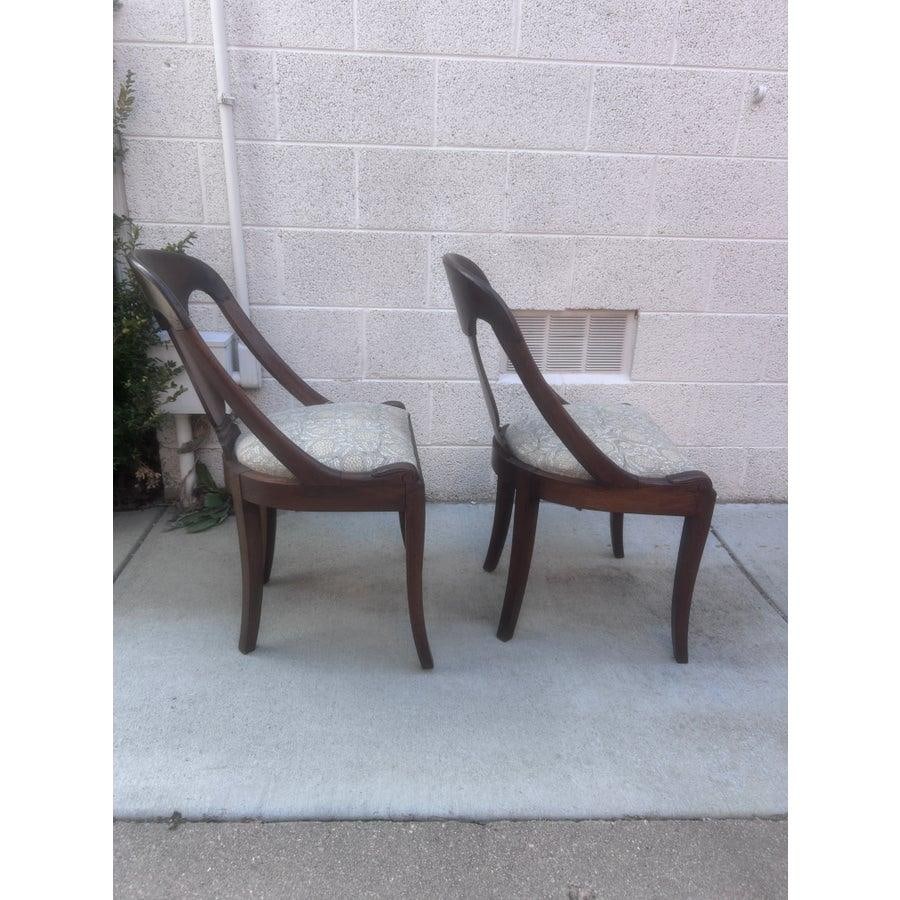 Late 19th Century French Empire Style Chairs With Gray and YellowFloral Block Print Linen Upholstere - 5