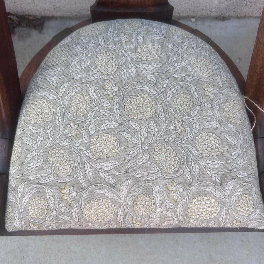 Late 19th Century French Empire Style Chairs With Gray and YellowFloral Block Print Linen Upholstere - 8