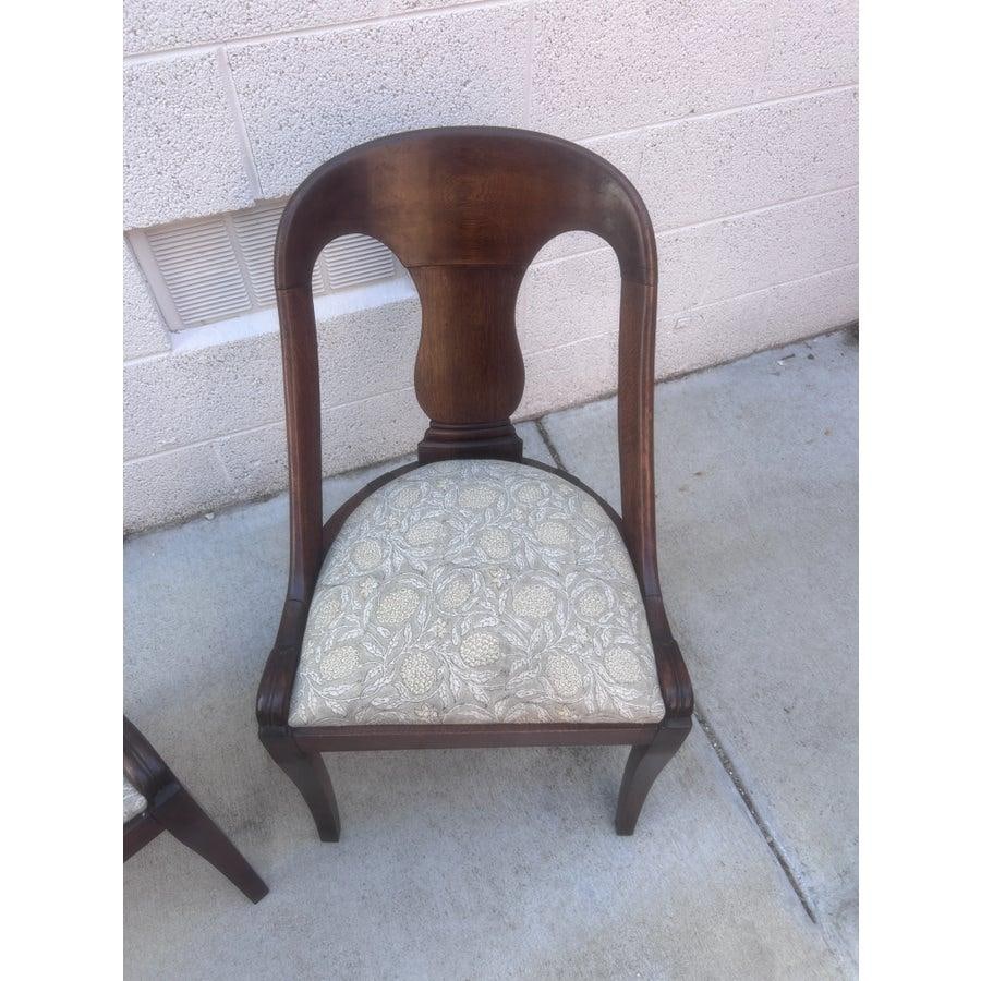 Late 19th Century French Empire Style Chairs With Gray and YellowFloral Block Print Linen Upholstere - 9