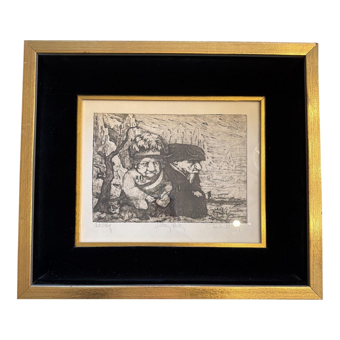 Charles Bragg "Victory Party" Artist Proof Signed Etching Professionaly Framed (1 of 11)