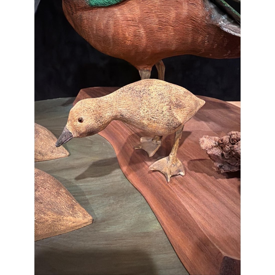 Vintage Hand-Carved Wood Duck Family Sculpture Folk Art – Handcrafted - 7