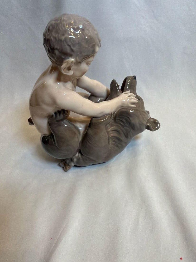 Mid 20th Century Royal Copenhagen Faun With Bear Porcelain Figurine #648 - 4