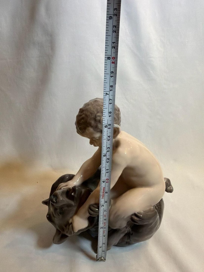 Mid 20th Century Royal Copenhagen Faun With Bear Porcelain Figurine #648 - 7