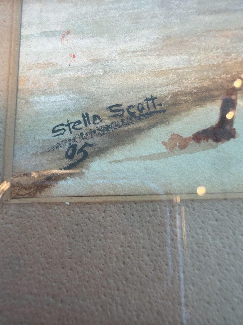 Vintage Original Stella Scott 1905 Seascape Watercolor - 4