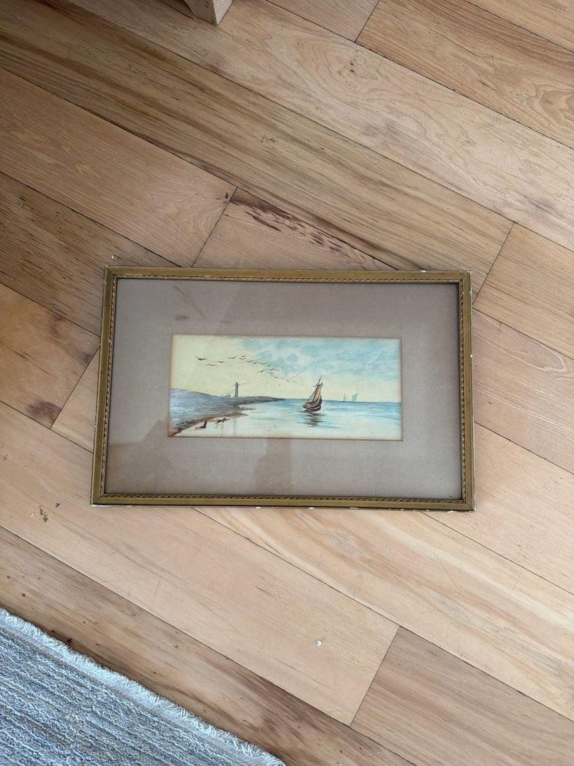 Vintage Original Stella Scott 1905 Seascape Watercolor - 7