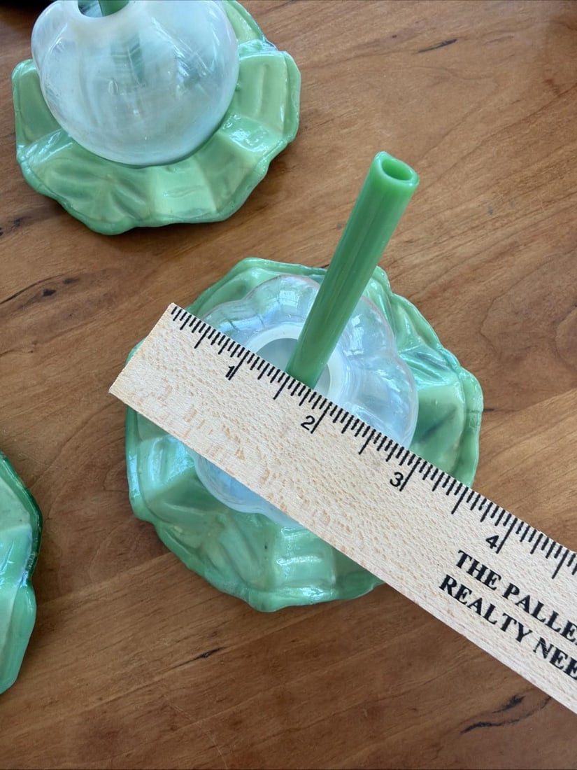 Vintage Mid-Century Modern Smoking Cocktail Glasses w/ Glass Straws Jade Ashtray Base - Set of 6 - 7