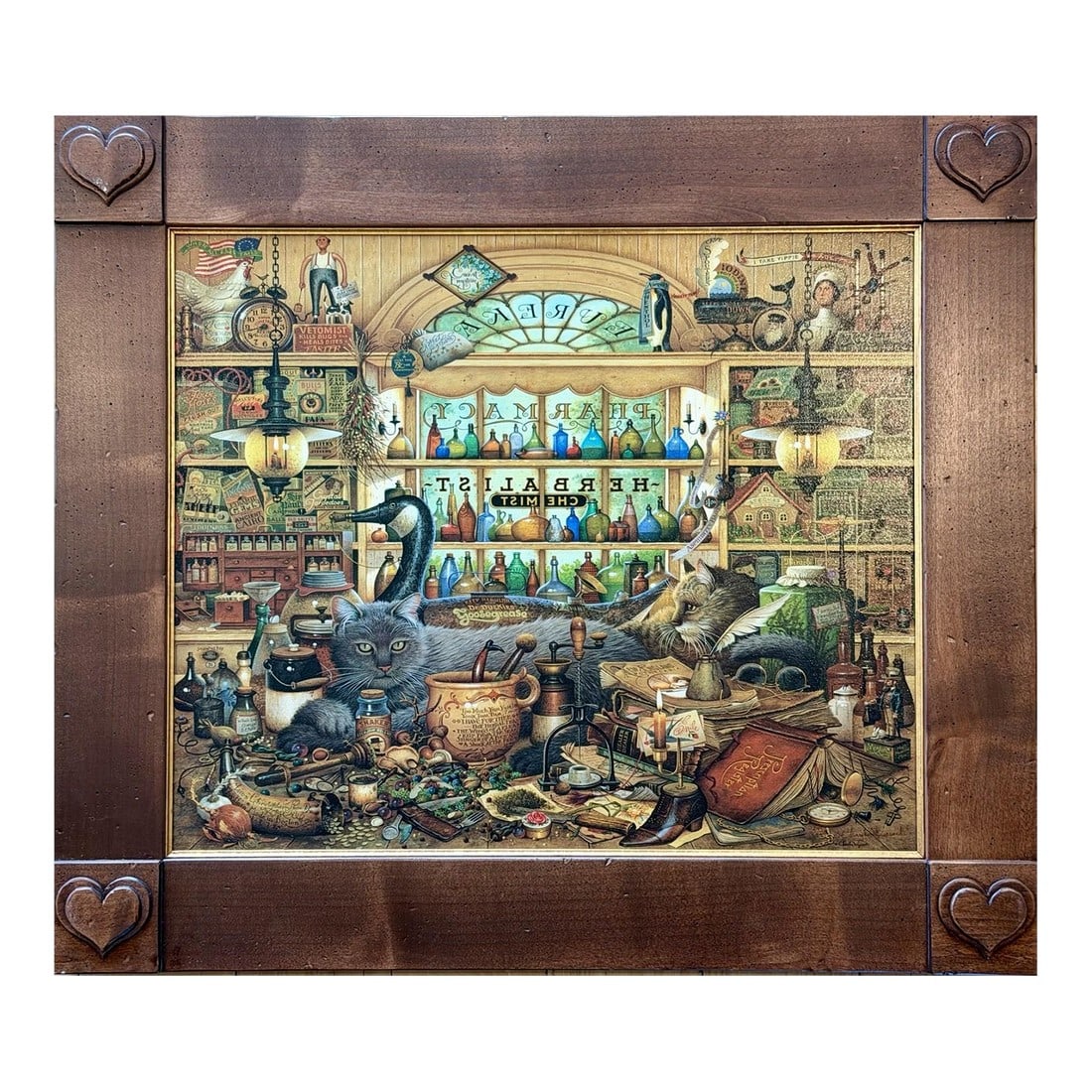 1990s Charles Wysocki ELMER & LORETTA Signed Canvas #294/500 Heart Frame 31x27: Step into a World of Whimsy and Warmth Experience the timeless charm of "Elmer and Loretta Hangin' Out" by the legendary Americana artist Charles Wysocki. This isn't just a piece of art; it's a