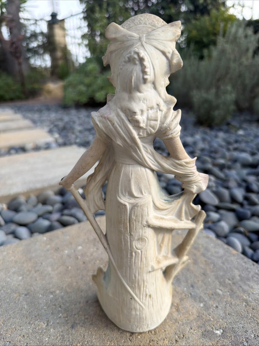 Antique Volkstedt Rudolstadt Porcelain Lady Figurine Crown R c1900 Germany - 3