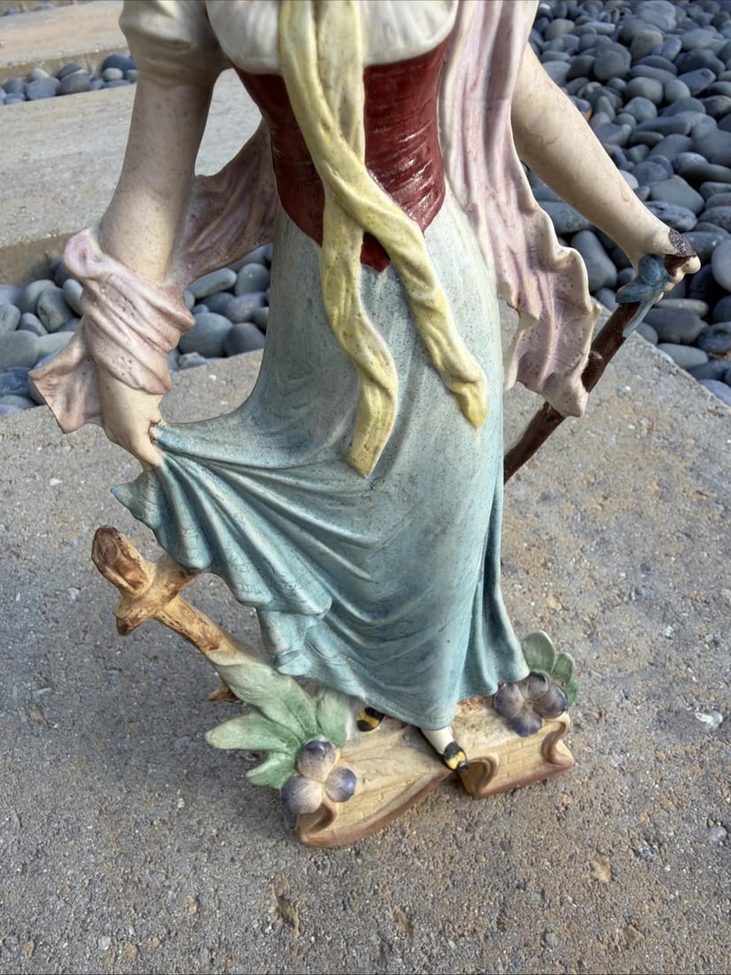 Antique Volkstedt Rudolstadt Porcelain Lady Figurine Crown R c1900 Germany - 6