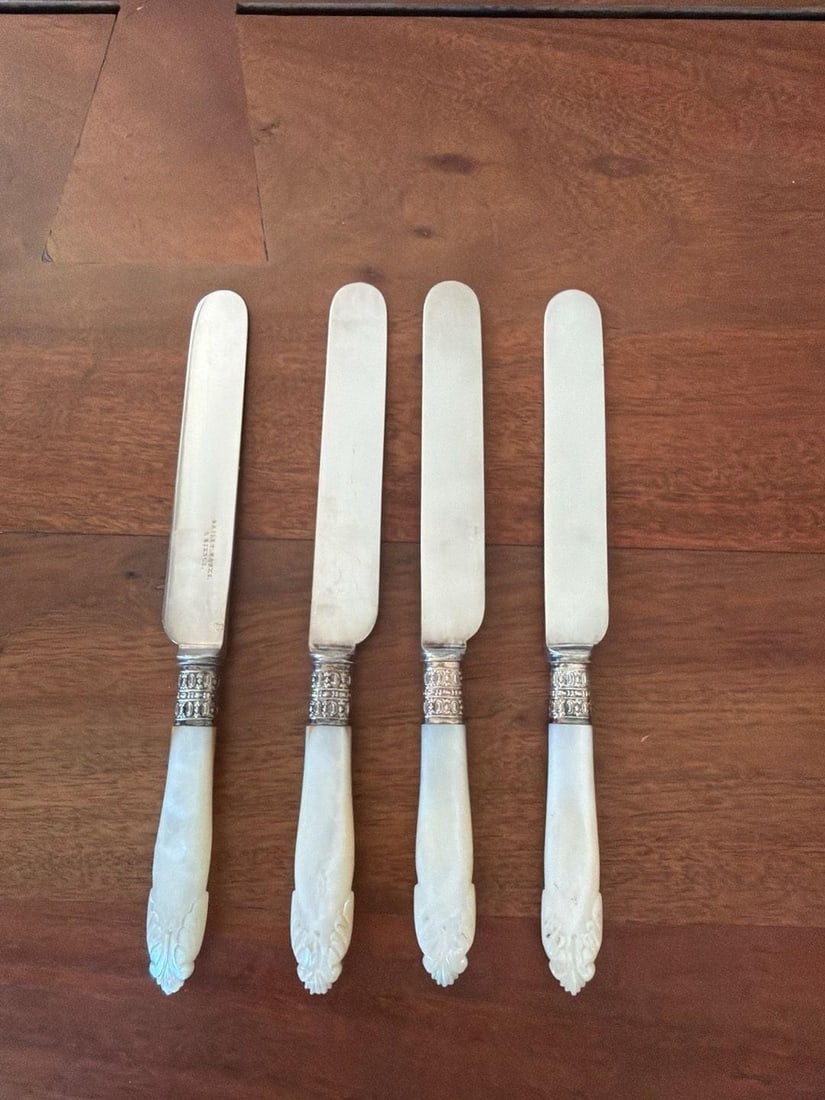 Antique Bailey Banks & Biddle Mother of Pearl and Sterling Silver Desse - Set of 4 - 2