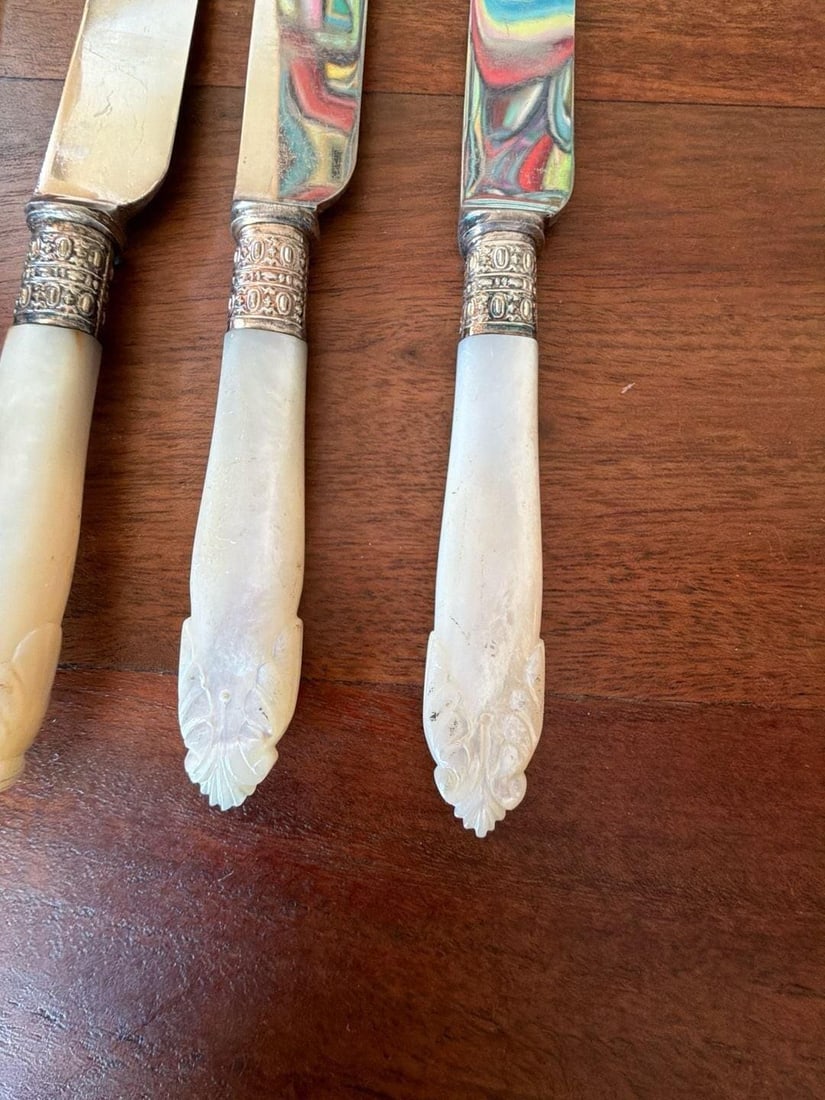 Antique Bailey Banks & Biddle Mother of Pearl and Sterling Silver Desse - Set of 4 - 4