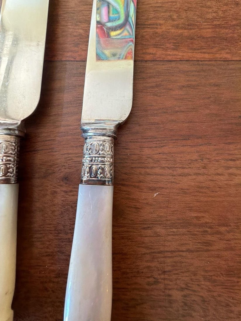 Antique Bailey Banks & Biddle Mother of Pearl and Sterling Silver Desse - Set of 4 - 5