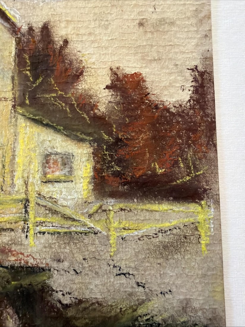 Original Mid Century Pastel Sketch Architectural Study Barn Framed 9x12 - 4
