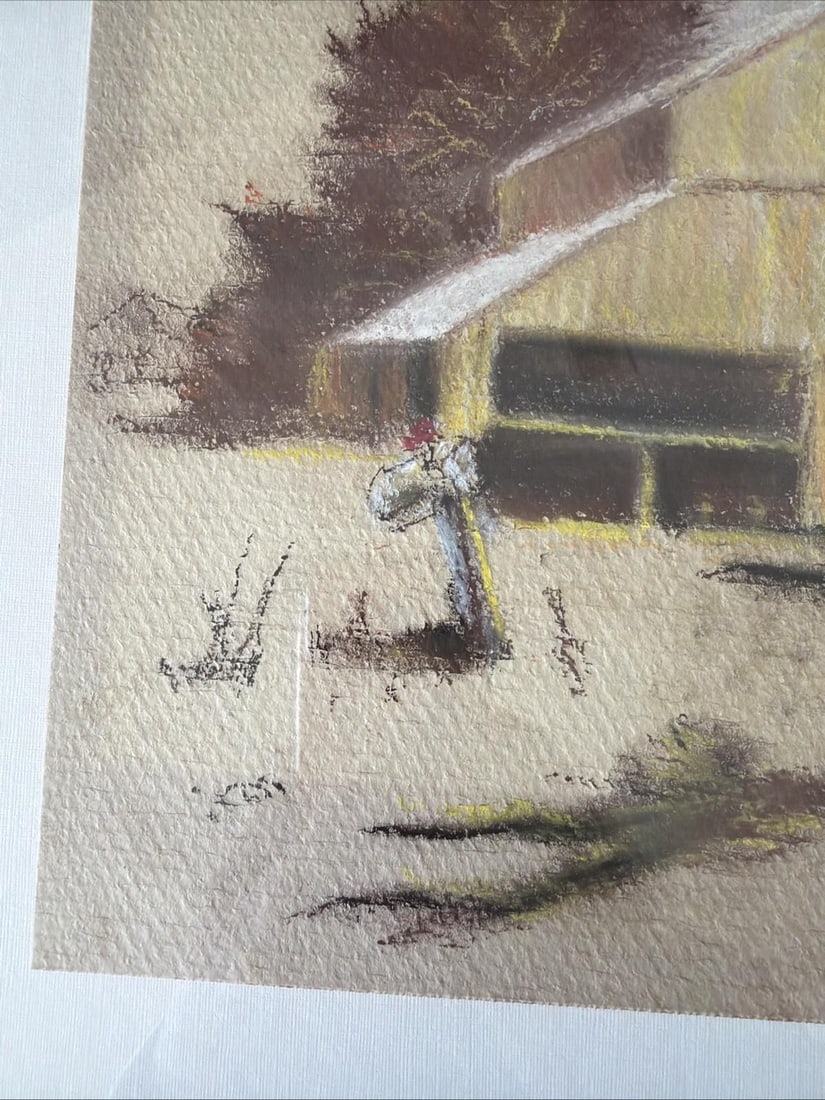 Original Mid Century Pastel Sketch Architectural Study Barn Framed 9x12 - 7