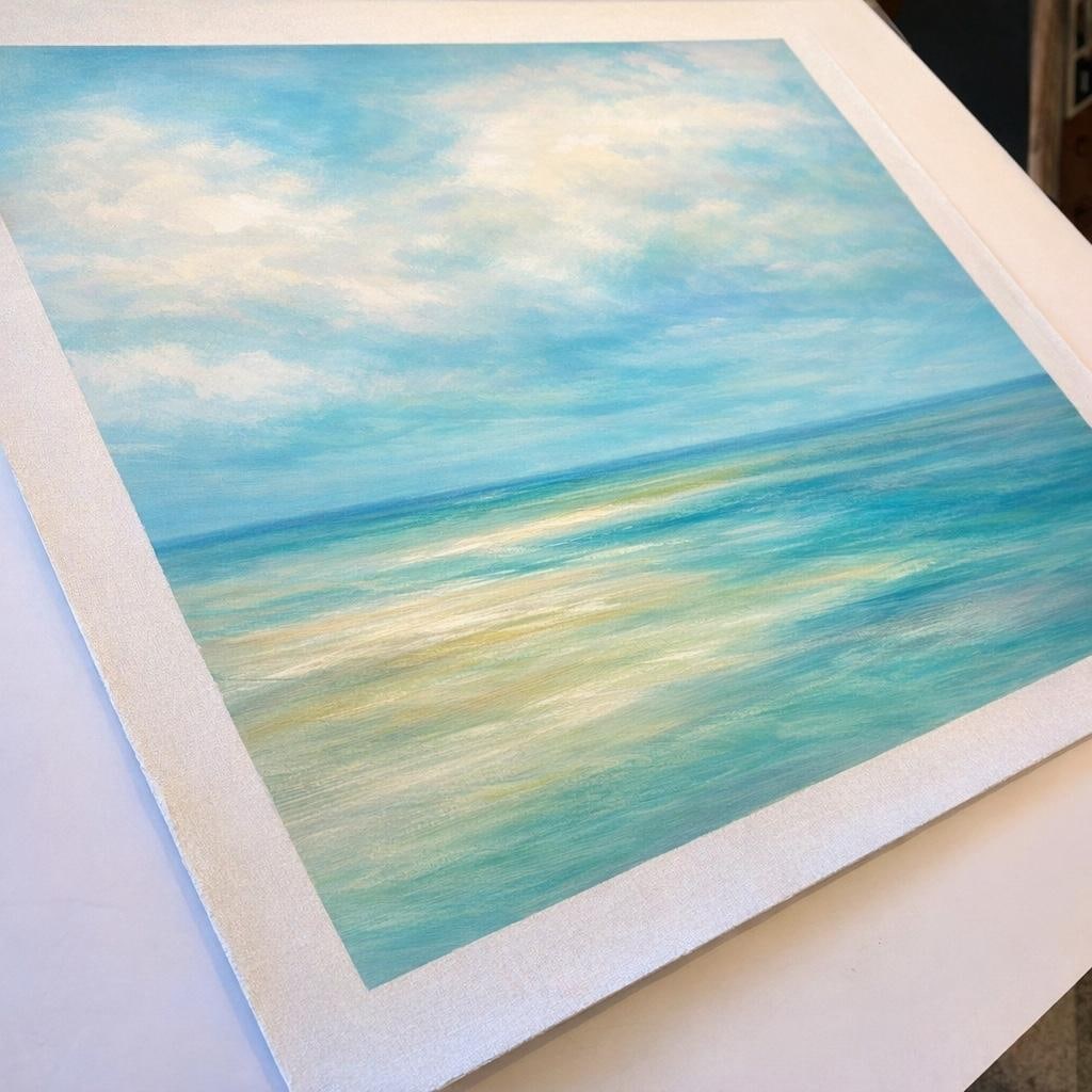 Abstract Shoreline Horizon Coastal Seascape – Original Painting by Ryan C., Unstretched - 2