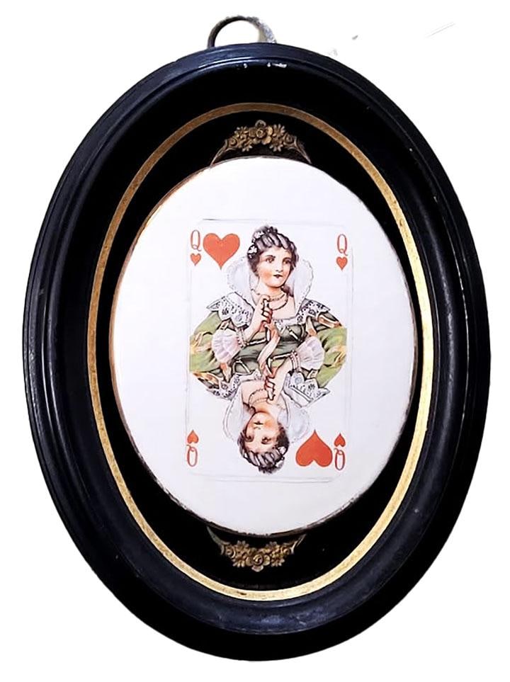 Playing Cards Wall Plaques Genuine Porcelain Hand Enameled 24k Gold Rim Ny Queen Hearts King Spades - 2