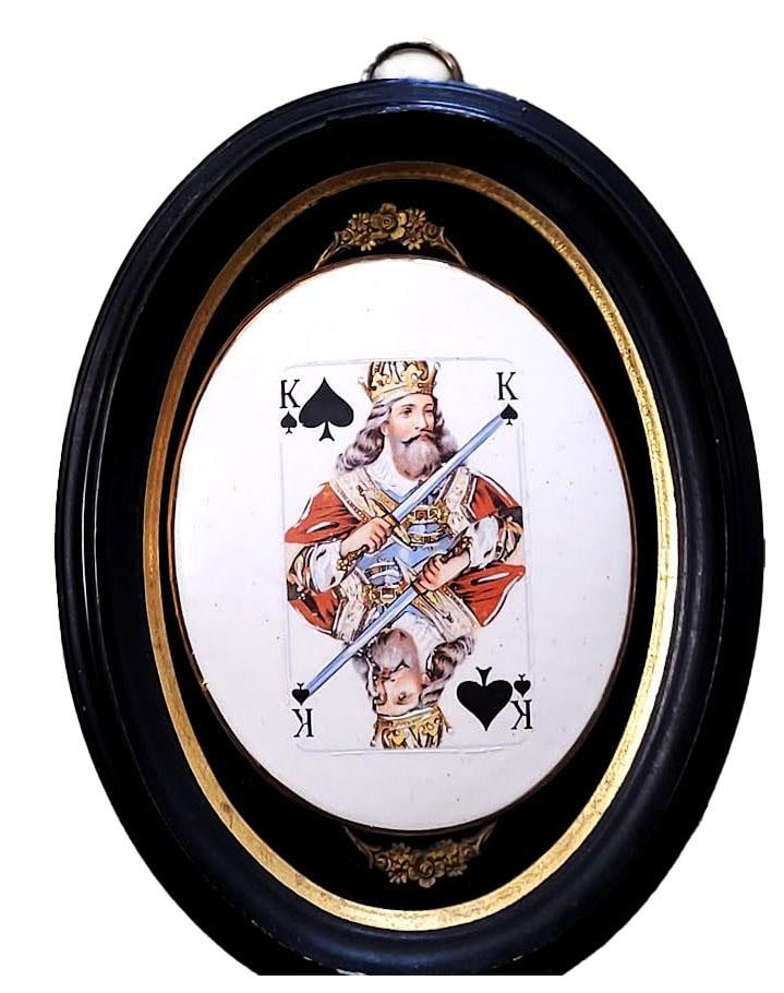 Playing Cards Wall Plaques Genuine Porcelain Hand Enameled 24k Gold Rim Ny Queen Hearts King Spades - 3