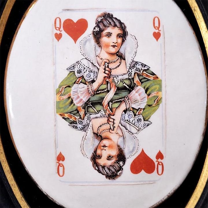 Playing Cards Wall Plaques Genuine Porcelain Hand Enameled 24k Gold Rim Ny Queen Hearts King Spades - 7