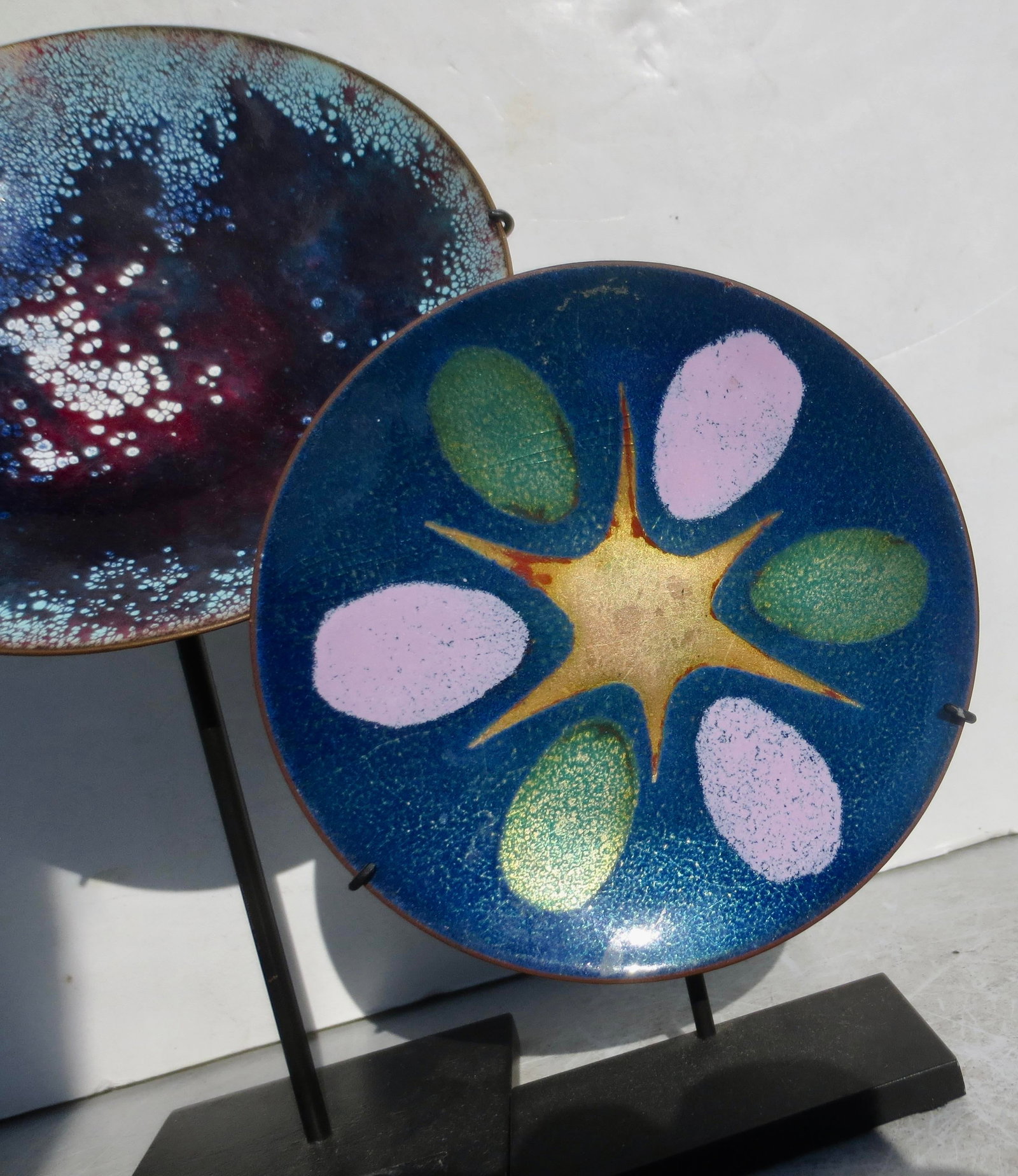 MCM Enamel Trays on Stands - A Pair of 2 - 2