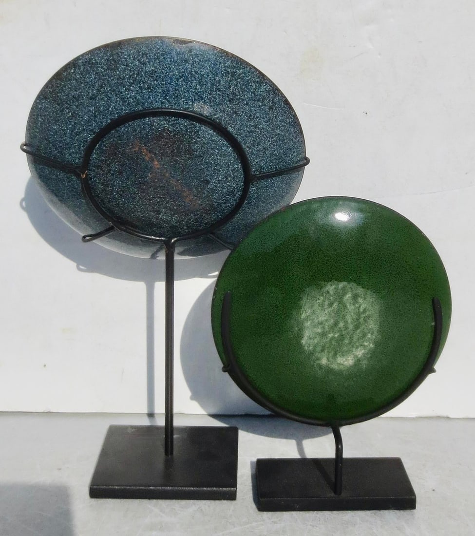 MCM Enamel Trays on Stands - A Pair of 2 - 6