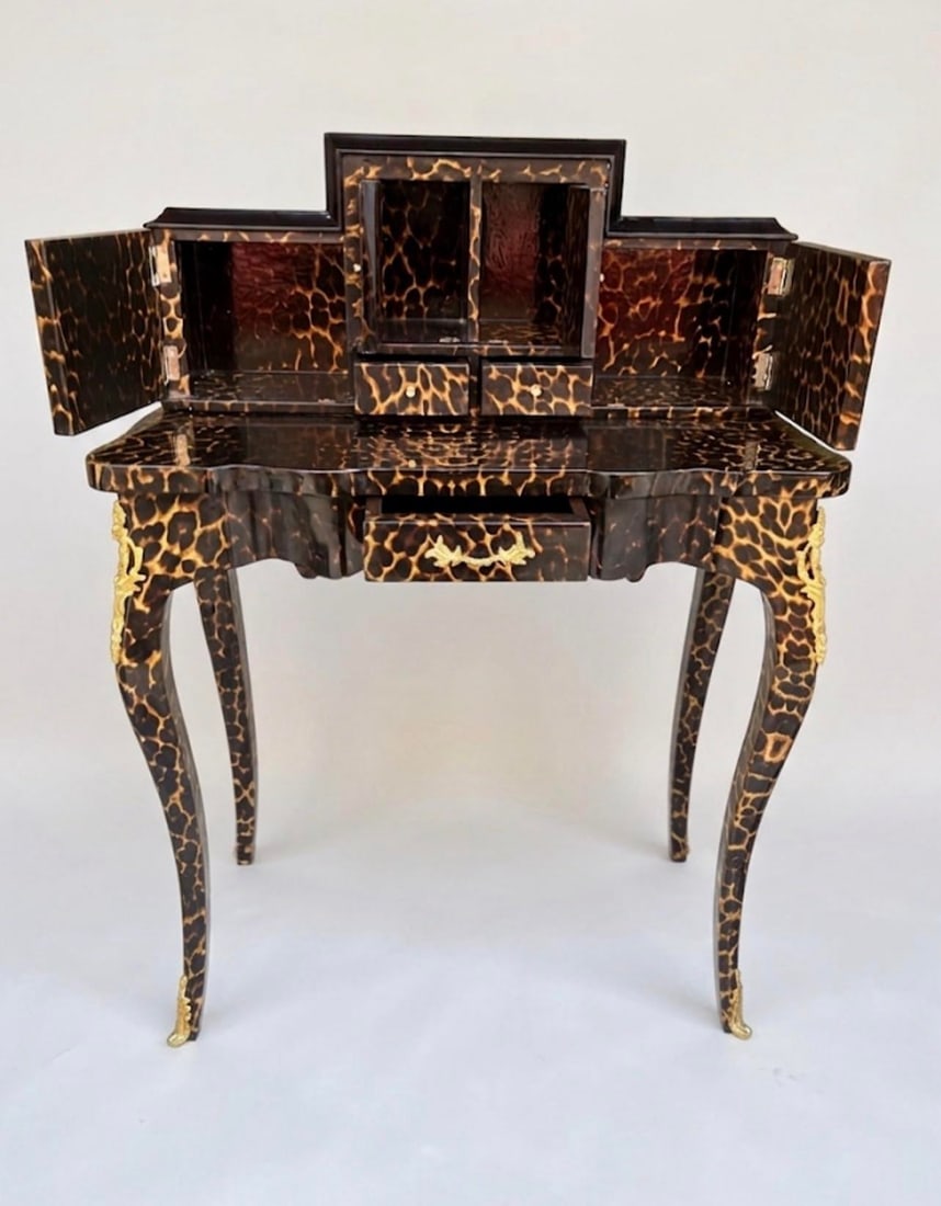 1960s Leopard Print Animal Print French Style Louis XV Style Secretary Desk - 2